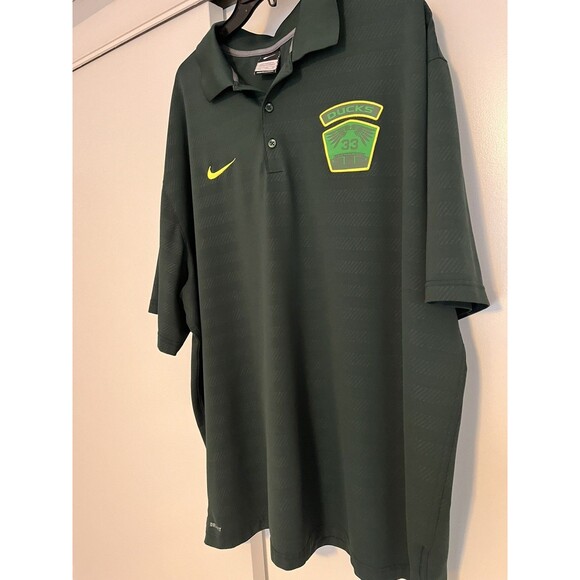 Nike Oregon Ducks NCAA Performance Dri Fit Polo Shirt 3XL Green Yellow Football - Picture 2 of 9